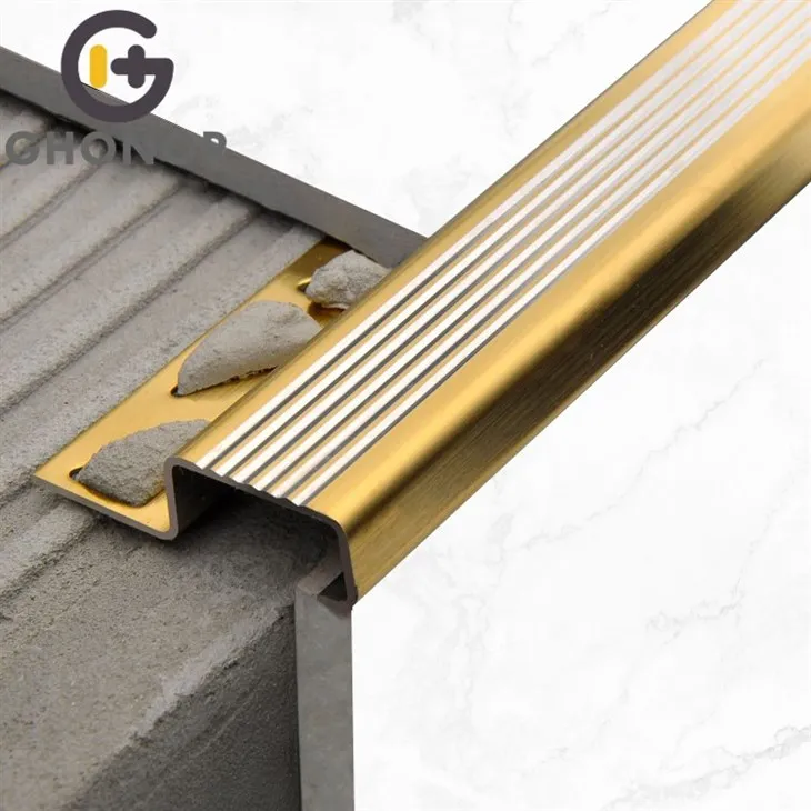Grooved stainless steel stair nose Grooved stainless steel stair nose